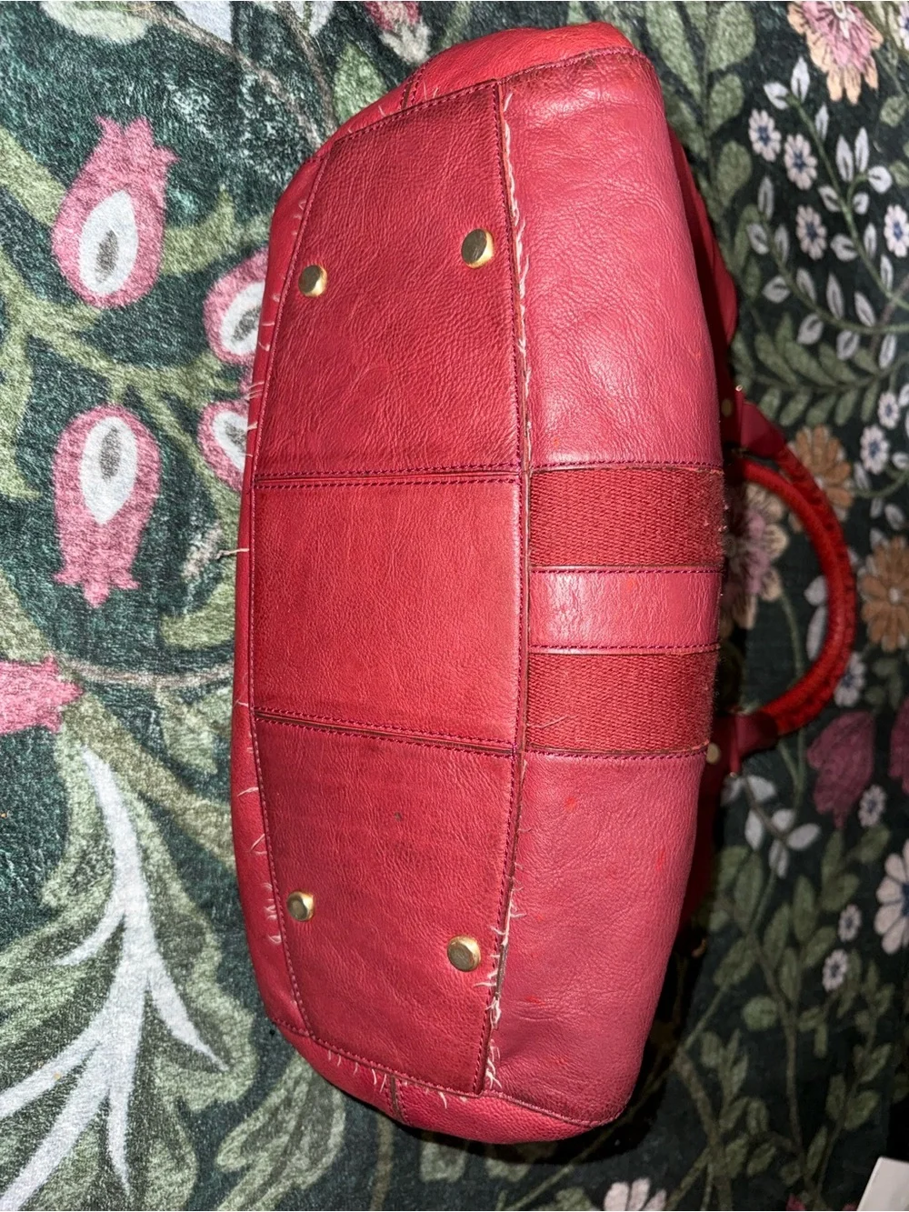 Cole Haan Red Leather Braided-Handle Satchel